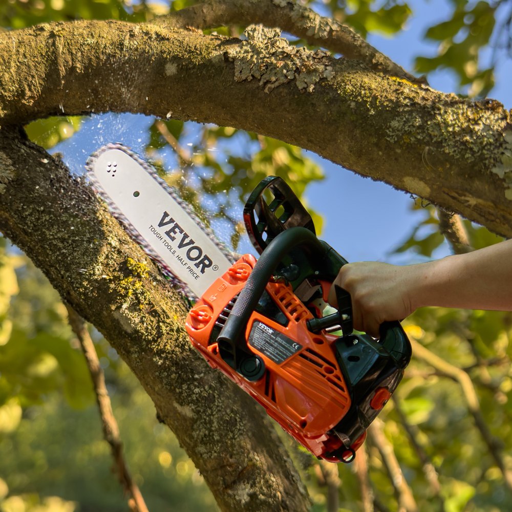 VEVOR Gas Chainsaw, 25.4CC 12" 1.2HP, Gasoline Powered Chain Saw, Handheld Cordless Petrol Chainsaws for Tree Wood
