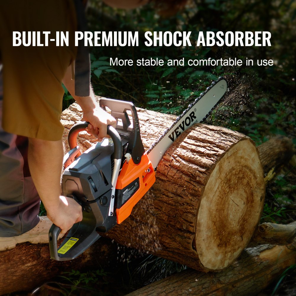 VEVOR Gas Chainsaw, 52CC 18" 2.55HP, Gasoline Powered Chain Saw, Handheld Cordless Petrol Chainsaws for Tree Wood