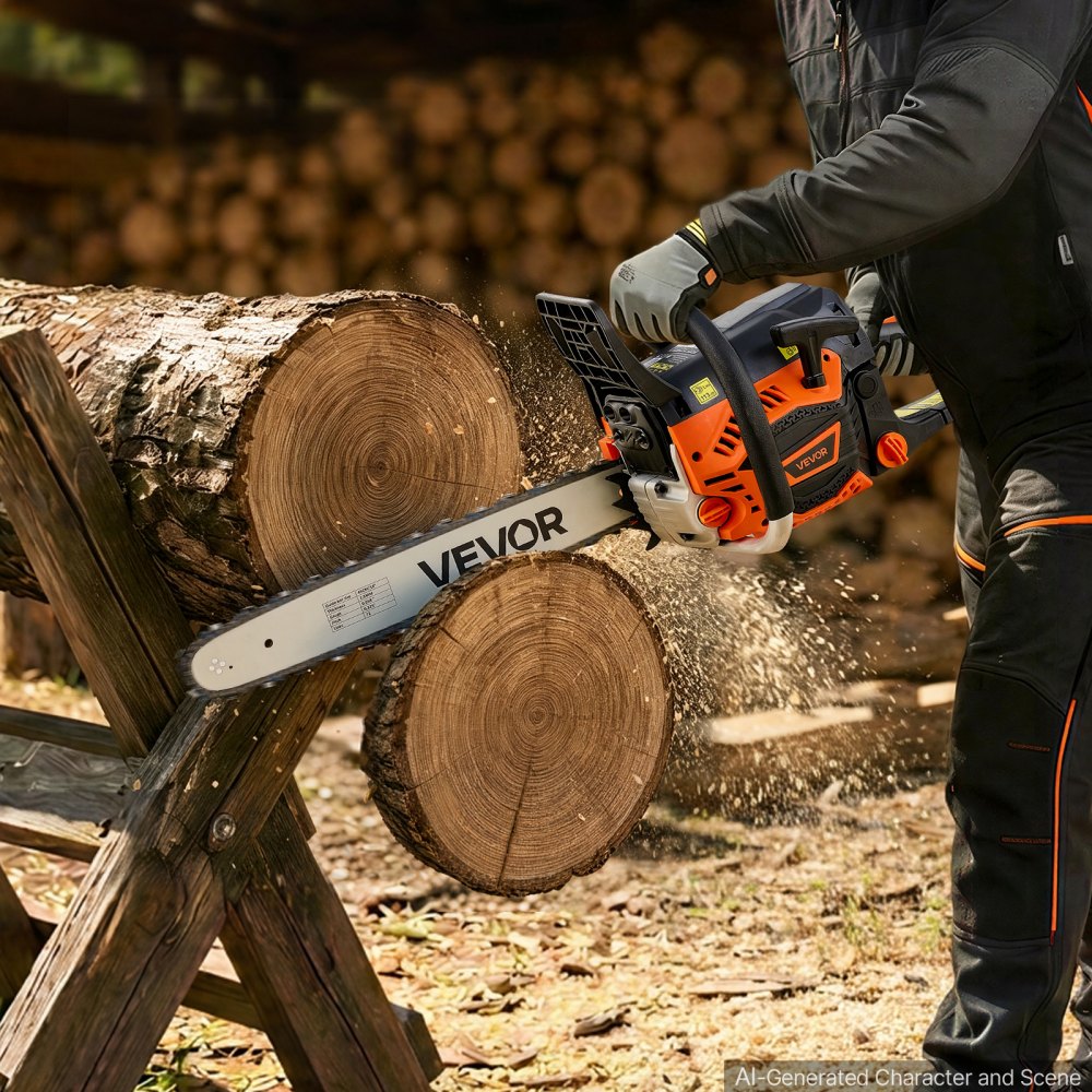 VEVOR Gas Powered Chainsaw 18 Inch 52CC 2.55HP 2 Stroke Engine Gas Chainsaw, for Wood Cutting, Tree Trimming & Land