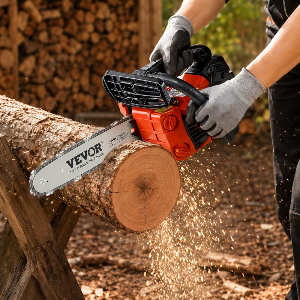 VEVOR Gas Powered Chainsaw 12 Inch 25.4CC 1HP 2 Stroke Engine Gas Chainsaw, for Wood Cutting, Tree Trimming & Land