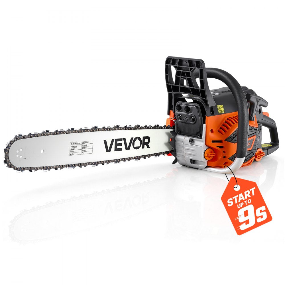VEVOR Gas Powered Chainsaw 20 Inch 62CC 3.8HP 2 Stroke Engine Gas Chainsaw, for Wood Cutting, Tree Trimming & Land
