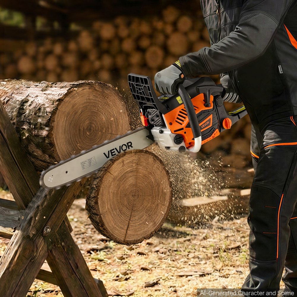 VEVOR Gas Powered Chainsaw 16 Inch 40CC 1.75HP 2 Stroke Engine Gas Chainsaw, for Wood Cutting, Tree Trimming & Land