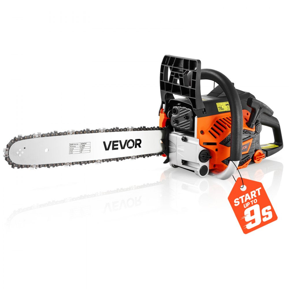 VEVOR Gas Powered Chainsaw 16 Inch 40CC 1.75HP 2 Stroke Engine Gas Chainsaw, for Wood Cutting, Tree Trimming & Land