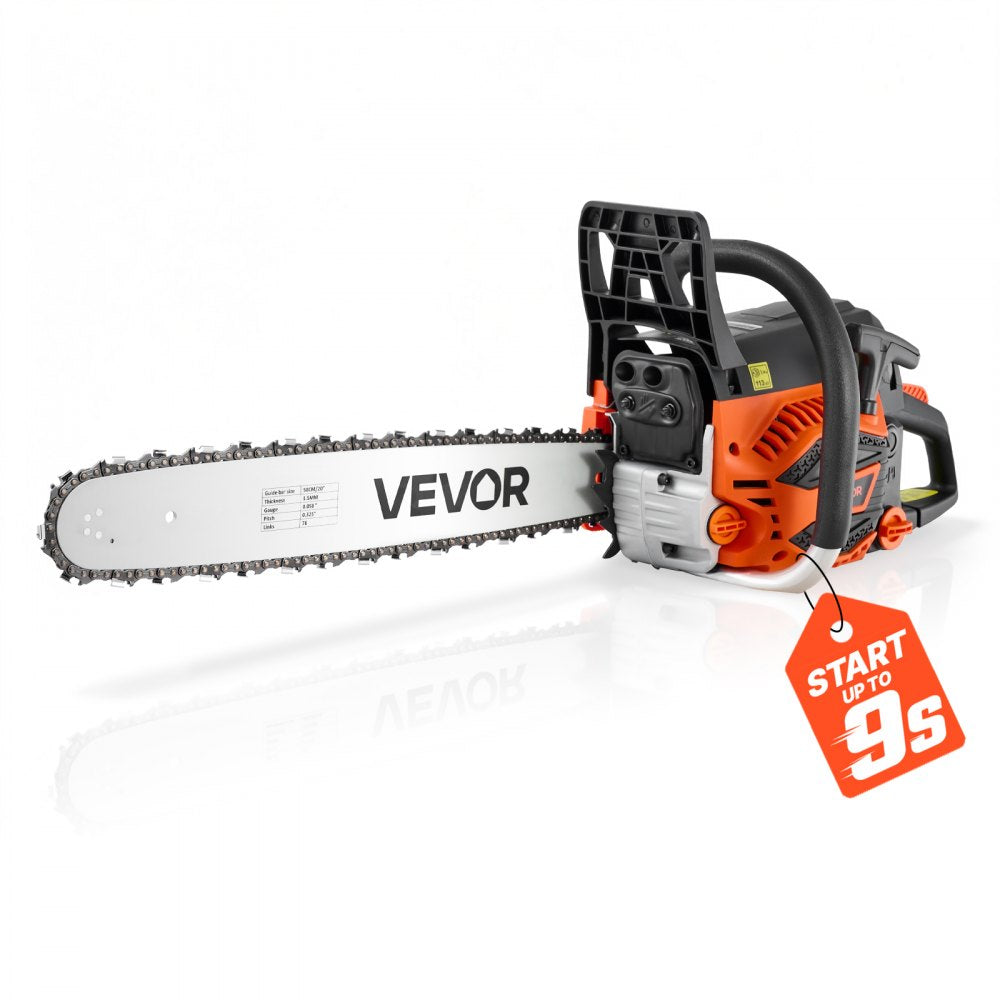 VEVOR Gas Powered Chainsaw 20 Inch 58CC 3.22HP 2 Stroke Engine Gas Chainsaw, for Wood Cutting, Tree Trimming & Land