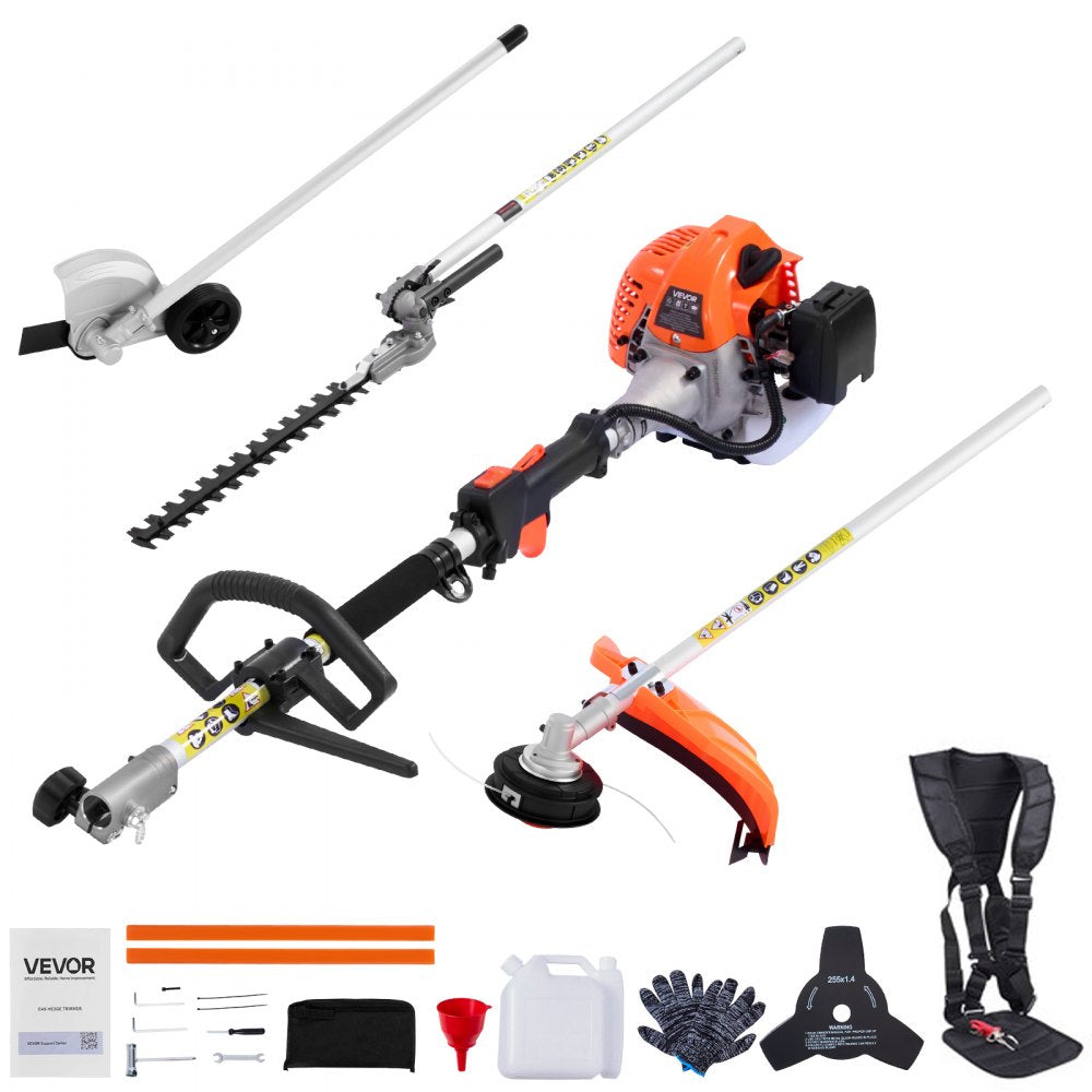 VEVOR Gas Hedge Trimmer, 2 Cycle Gas Power Handheld Hedge Trimmer, 4-in-1 26cc Weed Eater with Protective Gear Set