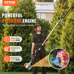 VEVOR 43CC 6-in-1 Multi-Functional Trimming Tools, Gas Hedge Trimmer, Weed Eater, String Trimmer, Brush Cutter, Edger