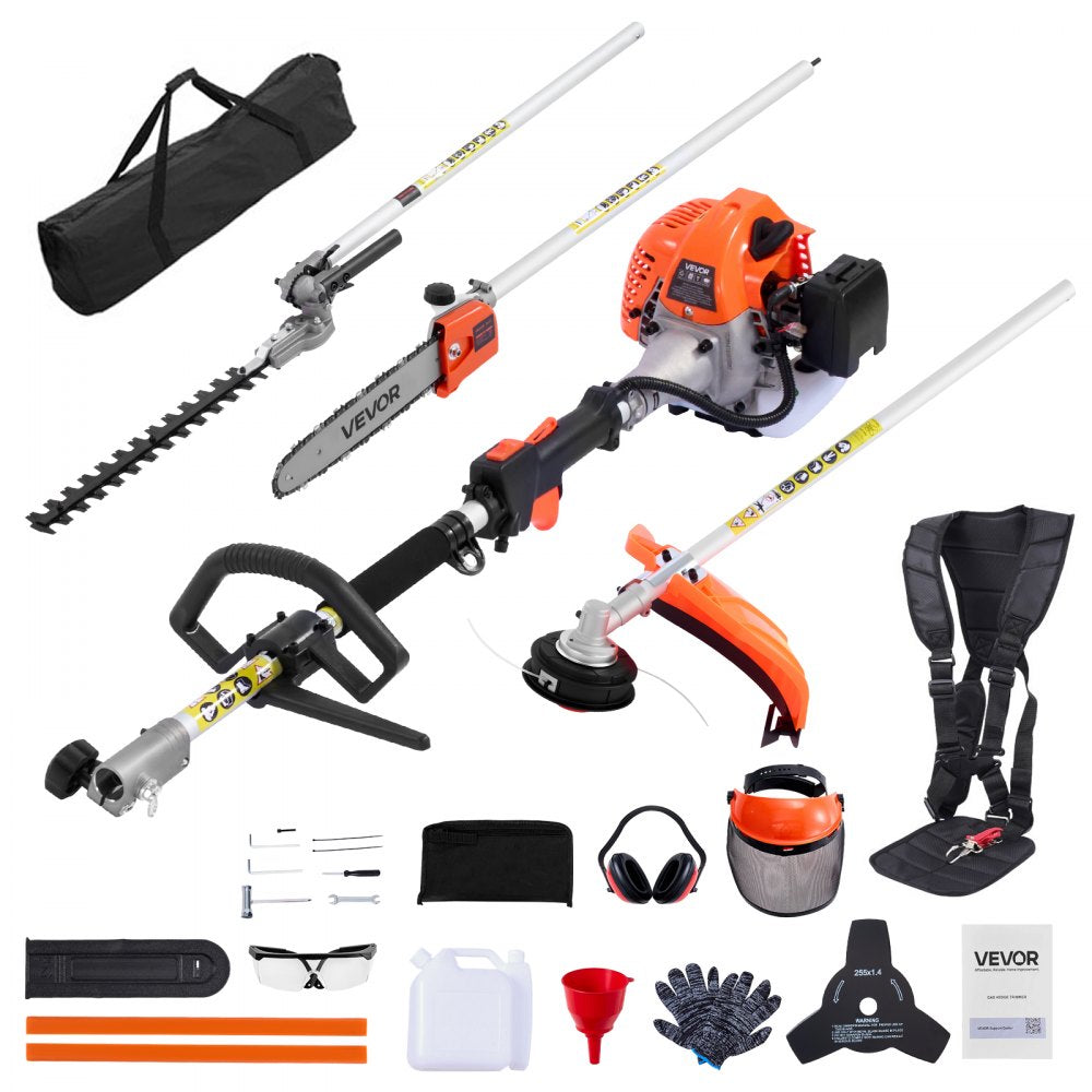 VEVOR 26CC 5-in-1 Multi-Functional Trimming Tools, Gas Hedge Trimmer, Weed Eater, String Trimmer, Edger, Pole Saw