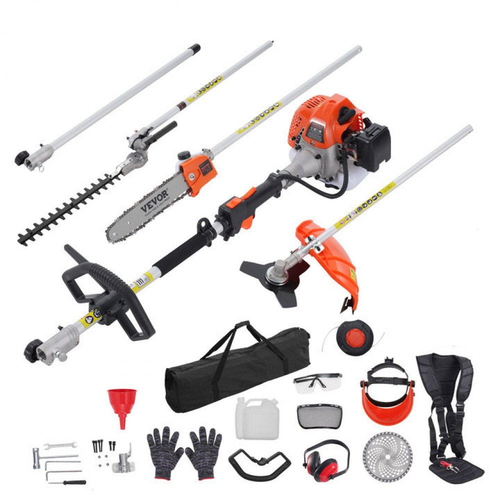 VEVOR 33CC 6-in-1 Multi-Functional Trimming Tools, Gas Hedge Trimmer, Weed Eater, String Trimmer, Brush Cutter, Edger