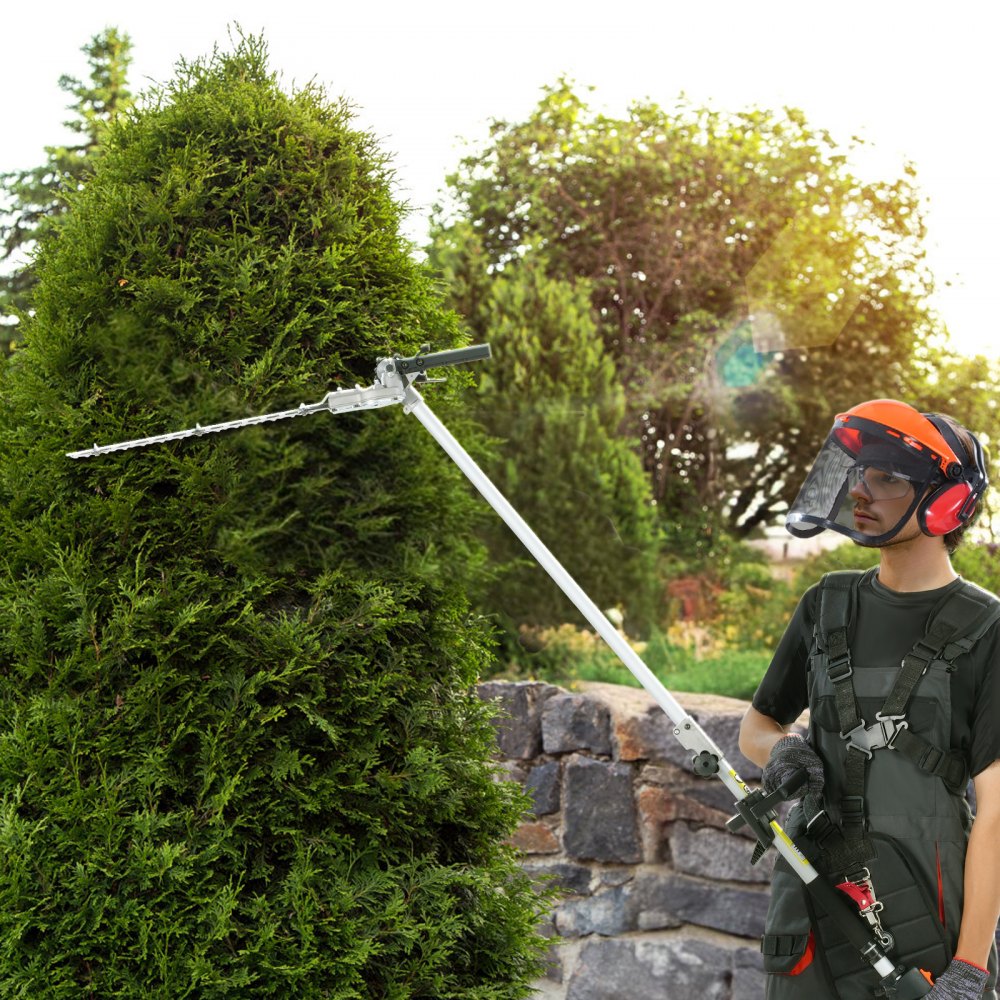VEVOR 15.7-inch 26CC 2 Cycle Gas Hedge Trimmer, Gas Powered Pole Hedge Trimmer with Dual Sided Dual Action Blade, 270°