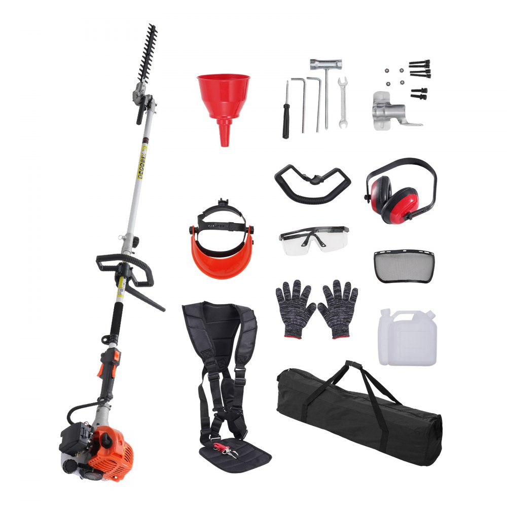 VEVOR 15.7-inch 26CC 2 Cycle Gas Hedge Trimmer, Gas Powered Pole Hedge Trimmer with Dual Sided Dual Action Blade, 270°