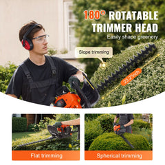 VEVOR 23.2-inch 26CC 2 Cycle Gas Hedge Trimmer, Gas Powered Handheld Hedge Trimmer with Dual Sided Dual Action Blade