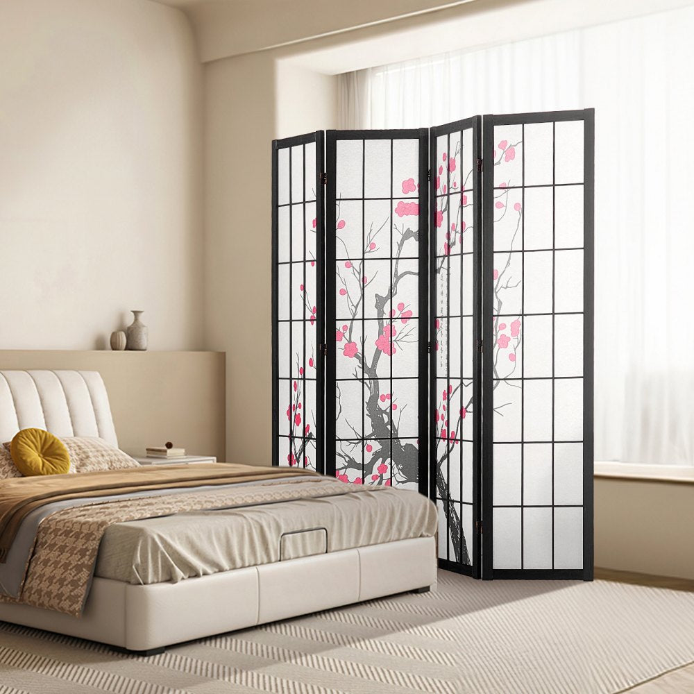 VEVOR Room Divider, 4 Panel Japanese Room Divider Screen, Wood Folding Privacy Screen Indoor, Japanese Partition