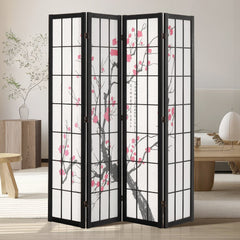 VEVOR Room Divider, 4 Panel Japanese Room Divider Screen, Wood Folding Privacy Screen Indoor, Japanese Partition