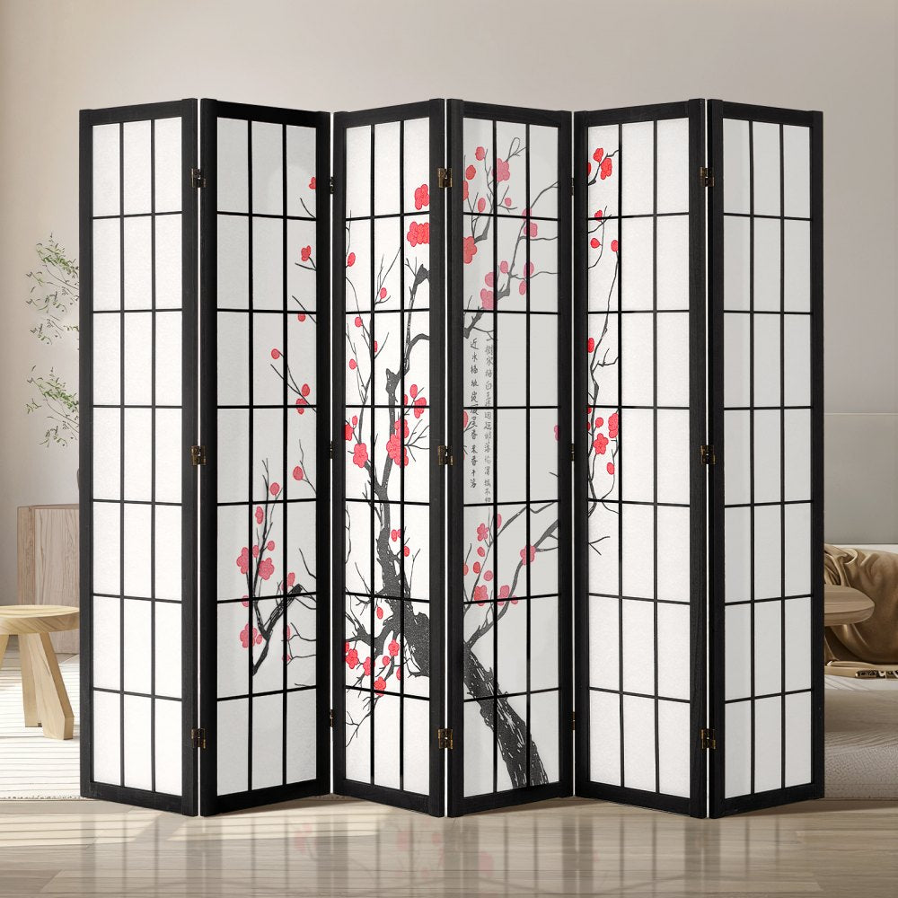 VEVOR Room Divider, 6 Panel Japanese Room Divider Screen, Wood Folding Privacy Screen Indoor, Japanese Partition