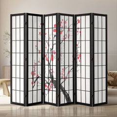 VEVOR Room Divider, 6 Panel Japanese Room Divider Screen, Wood Folding Privacy Screen Indoor, Japanese Partition