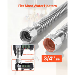 VEVOR Water Heater Kit, 18 Inch Length Water Heater Flex Connector, Waters Heaters Installation Kit with 3/4" FIP x