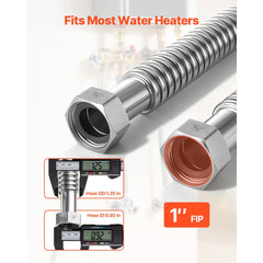 VEVOR Water Heater Kit, 18 Inch Length Water Heater Flex Connector, Waters Heaters Installation Kit with 1" FIP x 1"