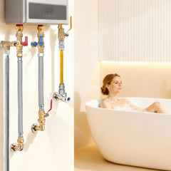 VEVOR Water Heater Kit, Push-Fit Valve Flexible Water Heater Connector with 3/4" FIP x 1/2" PTC Ball Valve, Stainless