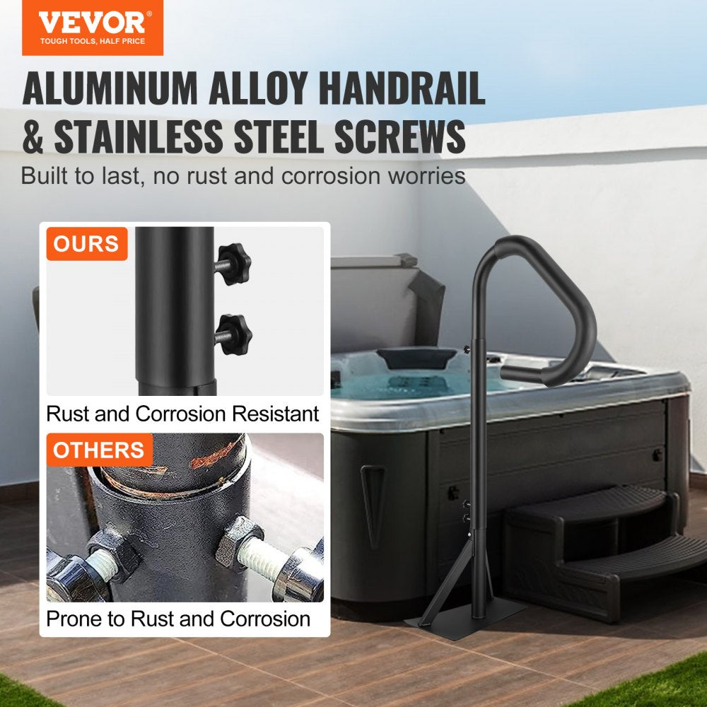 VEVOR Hot Tub Handrail, 360 Rotatable Spa Side Handrail with 48"-63" Adjustable Height, Rust-proof Aluminum Spa Step