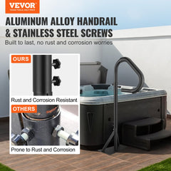VEVOR Hot Tub Handrail, 360 Rotatable Spa Side Handrail with 48"-63" Adjustable Height, Rust-proof Aluminum Spa Step