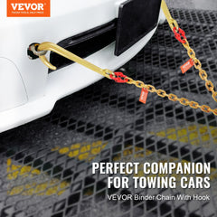 VEVOR G80 V Bridle Chain, 5/16" x 2' Towing Chain Bridle with 15" J Hooks and Grab Hooks, Heavy Duty Transport Tow
