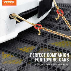 VEVOR G80 V Bridle Chain, 3/8" x 2' Towing Chain Bridle with 15" J Hooks, T Hooks & Grab Hooks, Heavy Duty Transport