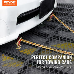 VEVOR G80 V Bridle Chain, 5/16" x 3' Towing Chain Bridle with R Hooks, T Hooks, J Hooks and Grab Hooks, Transport Tow