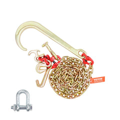 VEVOR J Hook Chain, 5/16" x 6' G80 15" Long Shank J Hook Tow Chain with RTJ Cluster Hook & Grab Hook, 5400 lbs Safe