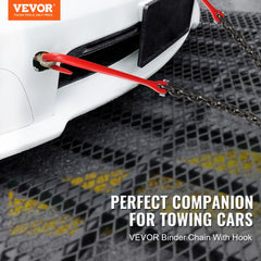 VEVOR G80 V Bridle Chain, 3/8" x 3' Towing Chain Bridle with 15" J Hooks and Grab Hooks, Heavy Duty Transport Tow Chain