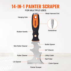 VEVOR Drywall Knife Set, 6 PCS Drywall Tools Includes 3" Painter Scraper, Two Putty Knives, Two Taping Knives and 12"