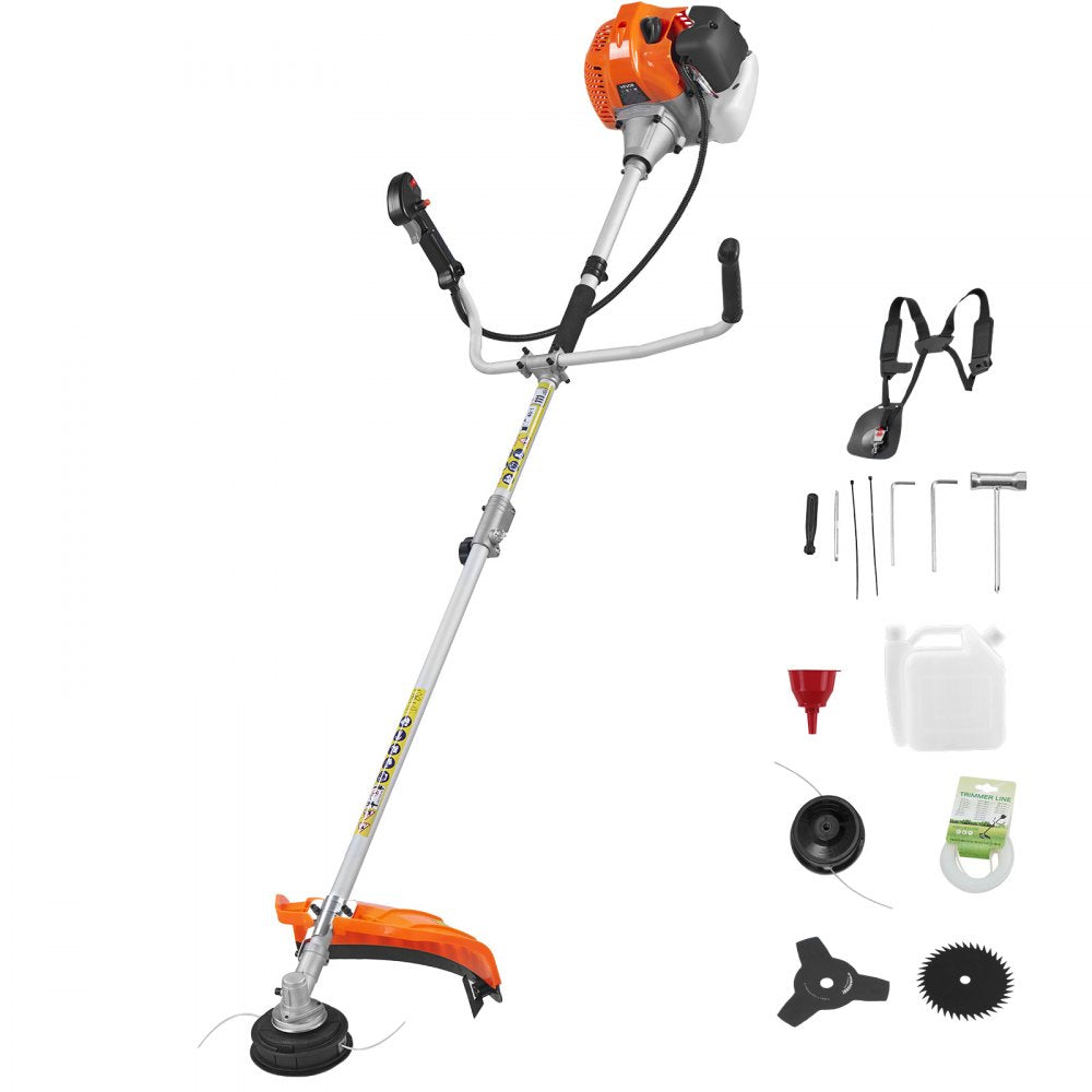 VEVOR Cordless String Trimmer, 52 cc 2-Stroke, Gas Powered Weed Wacker, 17" Cordless Grass Trimmer, Multi-Functional