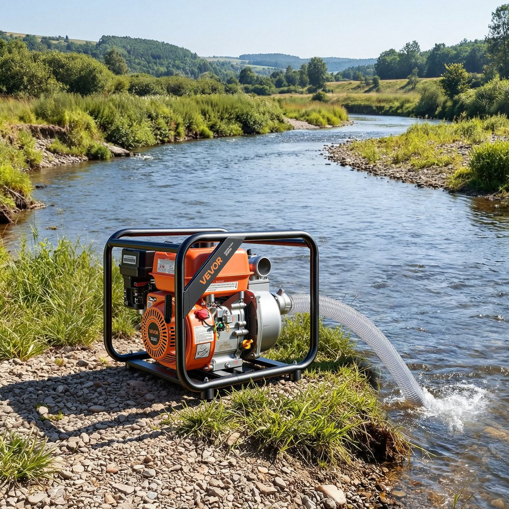 VEVOR Gas Powered Water Pump, 2 in, 132 GPM 7HP Semi Trash Water Transfer Pump Portable, Gasoline Engine with 25 ft