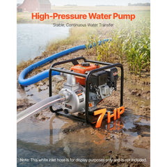 VEVOR Gas Powered Water Pump, 2 in, 142 GPM 7HP Semi Trash Water Transfer Pump Portable, Gasoline Engine with 25 ft