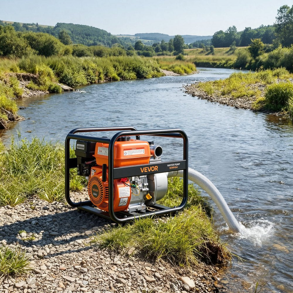 VEVOR Gas Powered Water Pump, 2 in, 132 GPM 6.5HP Semi Trash Water Transfer Pump Portable, Gasoline Engine with 25 ft