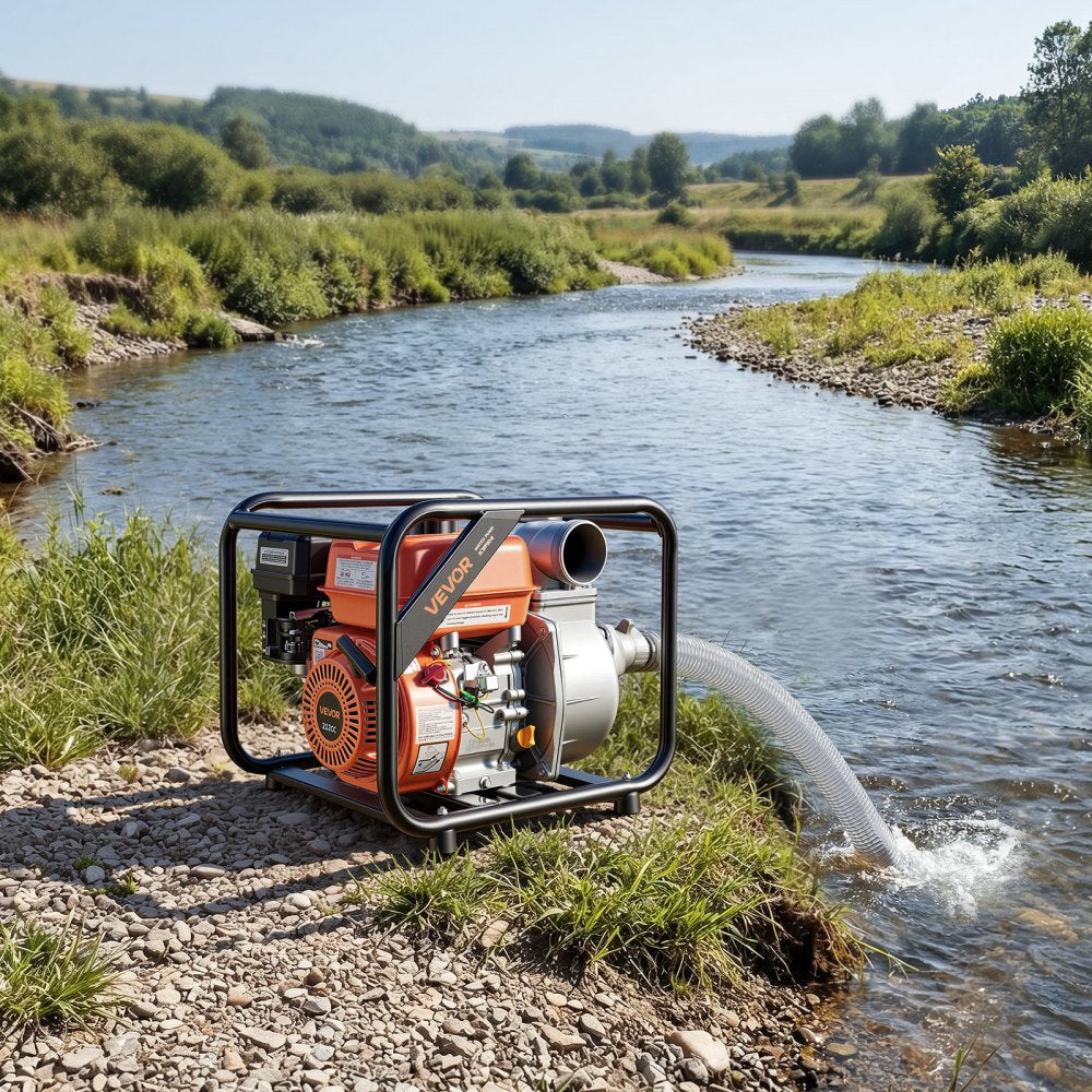 VEVOR Gas Powered Water Pump, 3 in, 242 GPM 7HP Semi Trash Water Transfer Pump Portable, Gasoline Engine with 25 ft