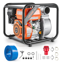 VEVOR Gas Powered Water Pump, 3 in, 242 GPM 7HP Semi Trash Water Transfer Pump Portable, Gasoline Engine with 25 ft