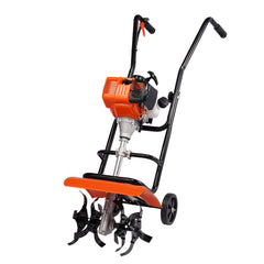 VEVOR Tiller Cultivator, 31CC 4-Stroke Garden Cultivator, Tiller with 4 Steel Adjustable Front Tines for Lawn, Garden