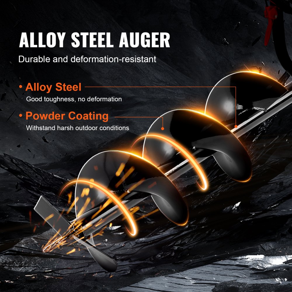VEVOR Post Hole Digger, 43cc 1250W Auger Post Hole digger, Gas Powered Earth Digger with 8" Earth Auger Drill Bit, 30