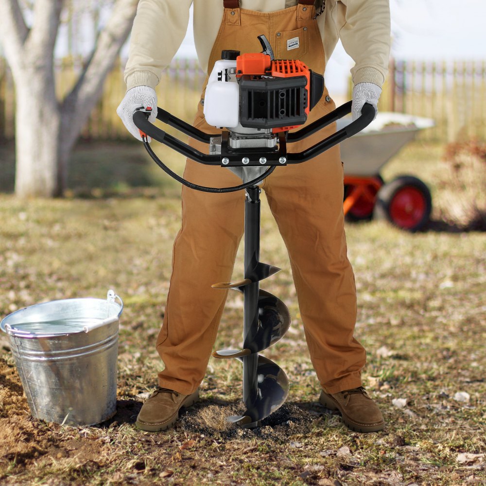 VEVOR Post Hole Digger, 43cc 1250W Auger Post Hole digger, Gas Powered Earth Digger with 8" Earth Auger Drill Bit, 30