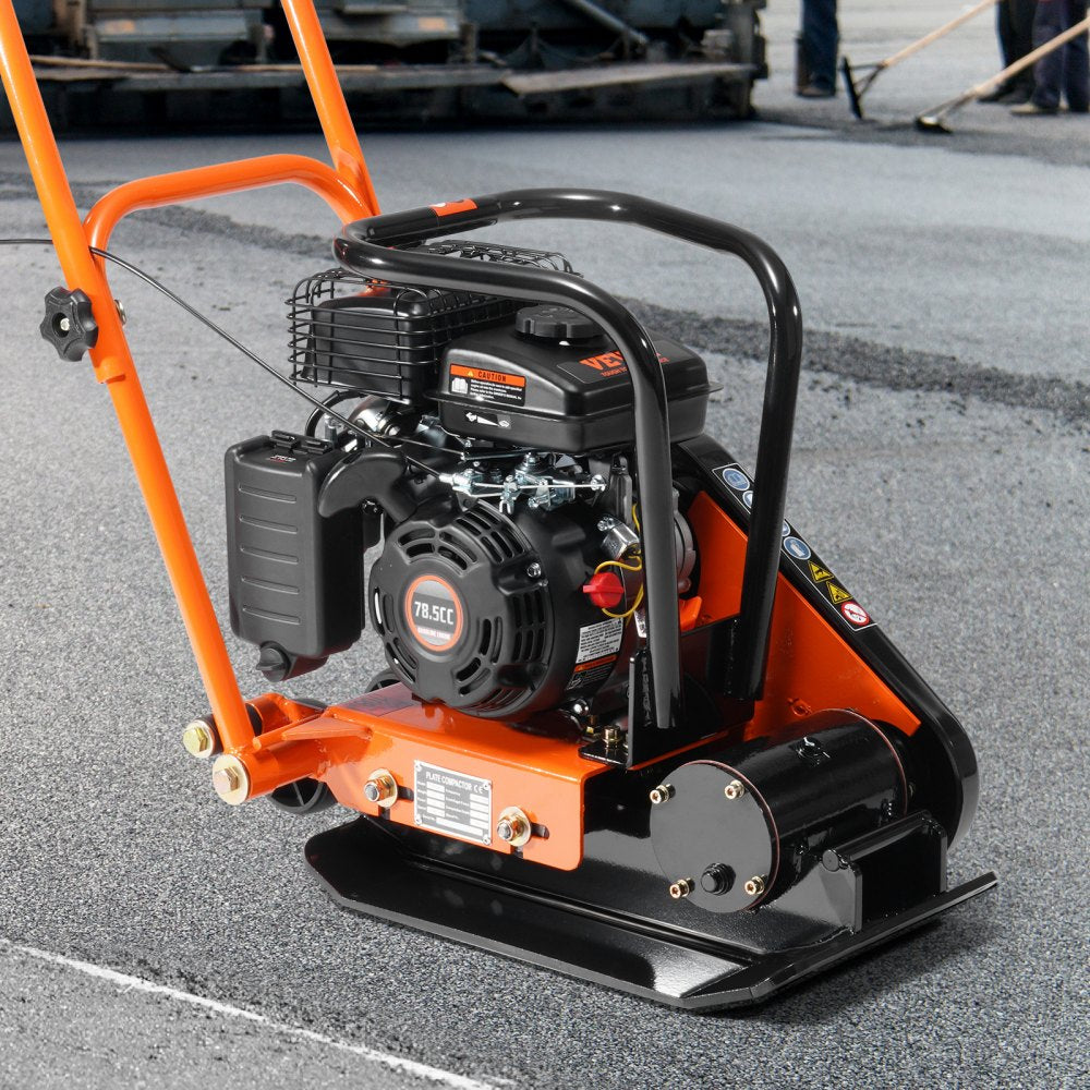 VEVOR Plate Compactor, 2.8 HP 98CC Gas Engine 5,250 RPM, 1,920 lbs Force Vibratory Compaction Tamper with 18.7 x 11.8