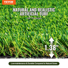 VEVOR Artifical Grass, 6 x 10 ft Rug Green Turf, 1.38"Fake Door Mat Outdoor Patio Lawn Decoration, Easy to Clean with