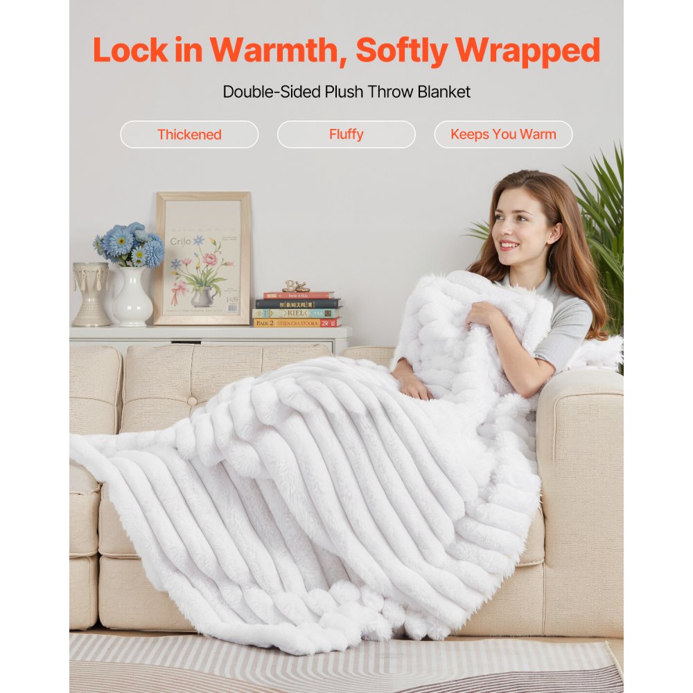 VEVOR Throw Blanket, 50 x 60 Inches / 1270 x 1524 mm, Faux Fur Cozy Throw Blankets, Cute Small Fuzzy Throws