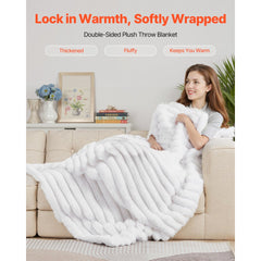 VEVOR Throw Blanket, 50 x 60 Inches / 1270 x 1524 mm, Faux Fur Cozy Throw Blankets, Cute Small Fuzzy Throws