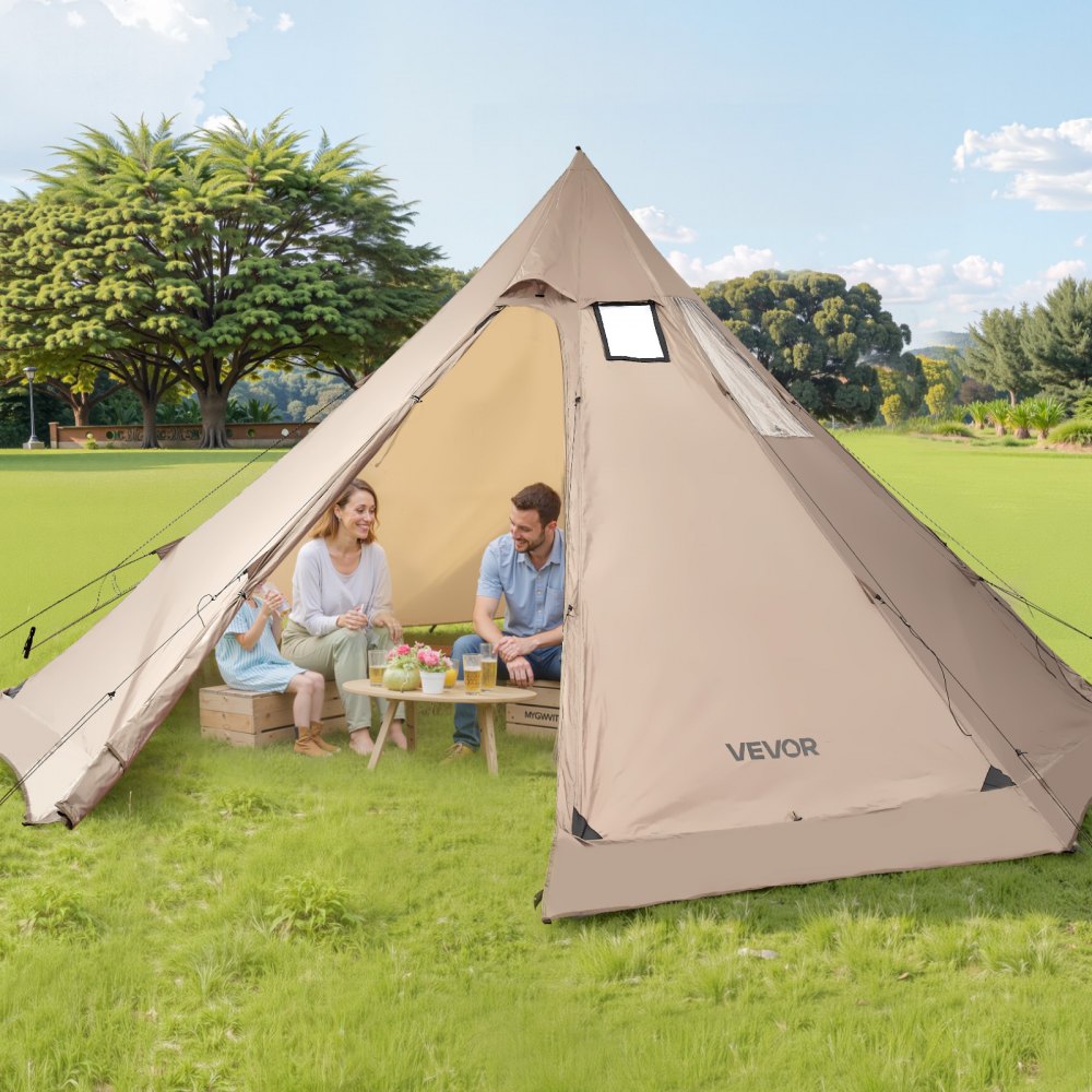 VEVOR Hot Tent for 4-6 Persons, Portable Winter Tipi Tent with Stove Jack, Waterproof Canvas Camping Tents, Lightweight