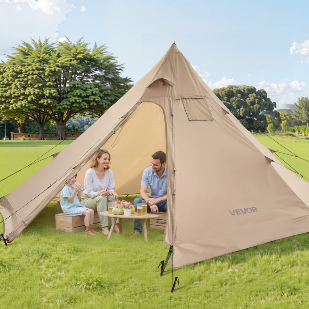 VEVOR Hot Tent for 4 Persons, Portable Winter Tipi Tent with Stove Jack, Waterproof Camping Tents, Lightweight 4 Season