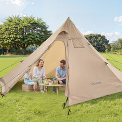 VEVOR Hot Tent for 4 Persons, Portable Winter Tipi Tent with Stove Jack, Waterproof Camping Tents, Lightweight 4 Season