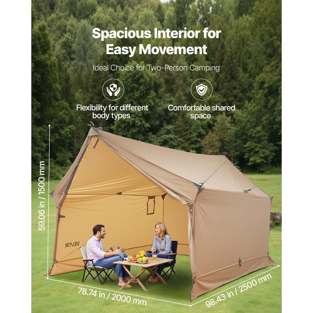 VEVOR Camping Hot Tent, 2 Persons Cabin Hot Tent with Stove Jack, Waterproof Winter Tents Shelters with Vents