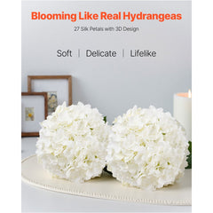 VEVOR Artificial Flowers, 105 pcs Real Looking White Silk Fake Hydrangea Bulk, White Faux Bridal Shower with Stems for