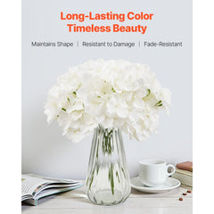 VEVOR Artificial Flowers, 105 pcs Real Looking White Silk Fake Hydrangea Bulk, White Faux Bridal Shower with Stems for