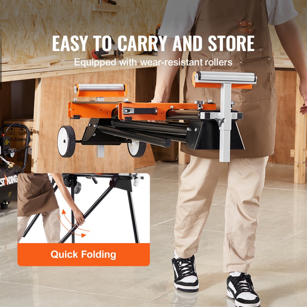 VEVOR Miter Saw Stand, 550lbs Load Capacity Steel Collapsible Stand for Miter Saw with One-piece Mounting Brackets